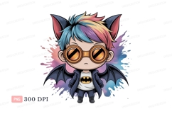 Chibi bat boy rainbow hair goggles image Product Image 1