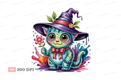 Cute monster witch holding flower image Product Image 1