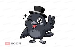 Cute bird wearing hat making peace sign cartoon Product Image 1