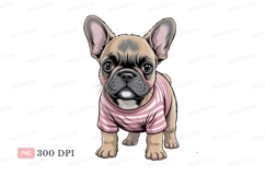 French bulldog wearing pink striped shirt puppy Product Image 1