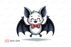 Cute bat with bow tie cartoon animal Product Image 1