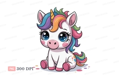 Cute unicorn with rainbow mane horn Product Image 1