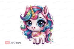 Cute unicorn with rainbow hair and golden horn image Product Image 1