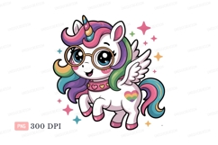 Cute unicorn with rainbow mane and wings stars Product Image 1