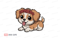Adorable puppy wearing flower crown animal canine Product Image 1