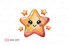 Cute smiling star with smaller stars yellow orange Product Image 1
