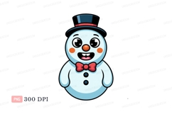 Cheerful snowman with top hat and bow tie cartoon winter Product Image 1