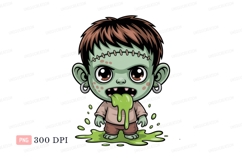 Cute green monster with dripping slime image Product Image 1