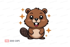 Cute brown beaver with stars animal Product Image 1
