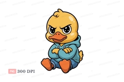 Angry duckling wearing hoodie yellow orange Product Image 1