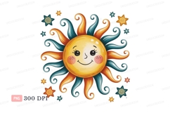 Smiling sun with star accents stars yellow Product Image 1