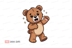 Happy brown bear dancing with sparkles image Product Image 1