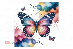 Colorful butterfly wings watercolor splashes image Product Image 1