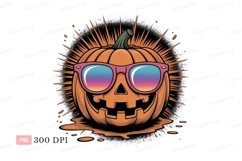 Cool pumpkin wearing sunglasses halloween orange Product Image 1