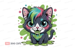 Cute punk cat with colorful hair and dripping slime Product Image 1