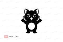 Cute cat waving animal cartoon Product Image 1