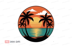 Tropical sunset ocean palm trees image Product Image 1