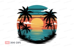 Sunset palms ocean reflection tropical Product Image 1