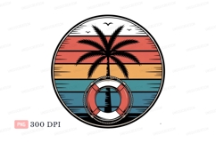 Sunset palm tree life preserver image Product Image 1