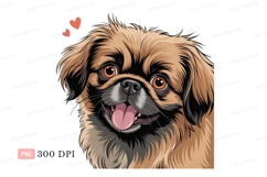 Happy fluffy dog with orange eyes canine animal Product Image 1