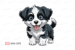 Fluffy puppy with blue eyes and pink tongue canine Product Image 1