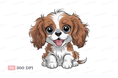 Adorable brown white puppy with big blue eyes canine Product Image 1