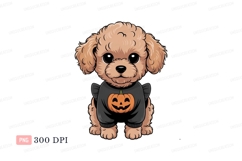 Cute poodle wearing Halloween sweater puppy canine Product Image 1