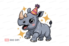 Cute rhino wearing party hat baby animal Product Image 1