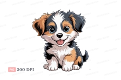 Fluffy puppy blue eyes happy canine animal Product Image 1
