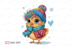 Adorable chick wearing winter clothes bird scarf Product Image 1