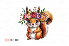 Adorable squirrel wearing floral crown animal cute Product Image 1