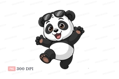 Happy panda wearing sunglasses waving bear animal Product Image 1