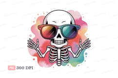 Skeleton wearing colorful sunglasses bones spooky Product Image 1