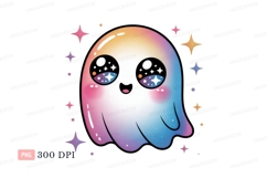Cute ghost with starry eyes and rainbow colors image Product Image 1