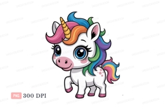 Cute unicorn with rainbow mane fantasy magical Product Image 1