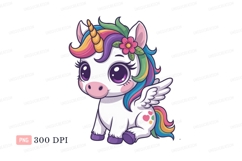 Cute unicorn with rainbow mane and wings image Product Image 1