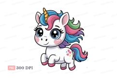 Cute unicorn with rainbow mane and horn fantasy magical Product Image 1