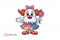 Ghost clown with flower pink white Product Image 1