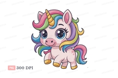 Cute unicorn with rainbow mane horn Product Image 1