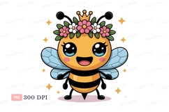 Cute bee queen with flower crown and stars flowers Product Image 1