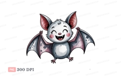 Happy cartoon bat with pink cheeks cute Product Image 1