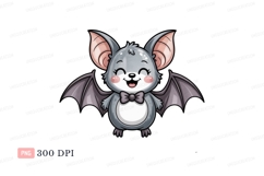 Cute grey bat with pink ears and bow tie image Product Image 1