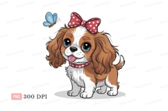 Adorable puppy with bow and butterfly canine animal Product Image 1