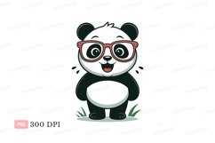 Cute panda wearing pink glasses bear animal Product Image 1