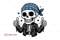 Skeleton wearing bandana and leather jacket giving thumbs up Product Image 1