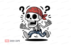 Running skeleton wearing bandana and jeans cartoon Product Image 1
