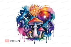 Cosmic mushrooms sun moon stars image Product Image 1