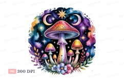 Psychedelic mushrooms celestial fantasy art stars Product Image 1