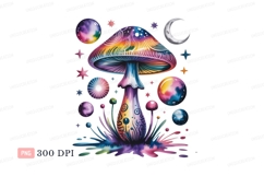 Psychedelic mushroom celestial scene galaxy moon Product Image 1