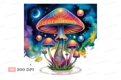 Psychedelic mushrooms celestial night fantasy Product Image 1